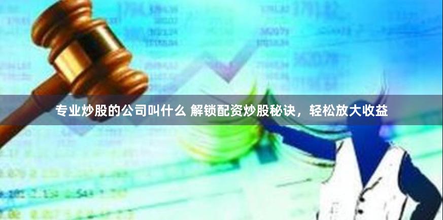 专业炒股的公司叫什么 解锁配资炒股秘诀，轻松放大收益